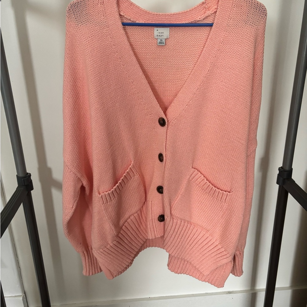 Women's Coral Button-Up Cardigan